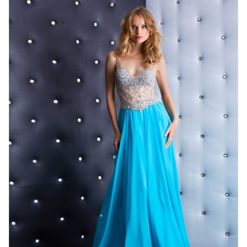 NEW WITH TAGS JASZ COUTURE AQUA CEQUIN WINTER FORMAL PROM BRIDESMAID DRESS